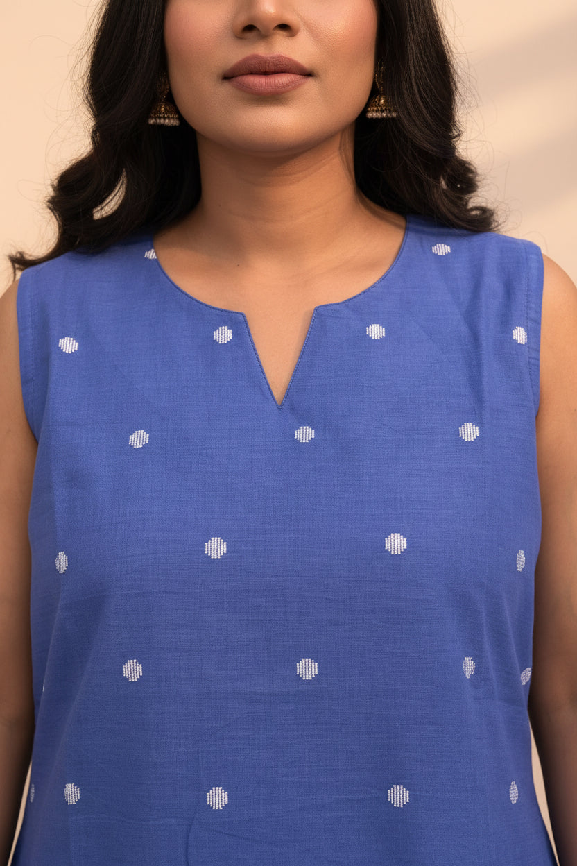 Blue Polka Short Kurti