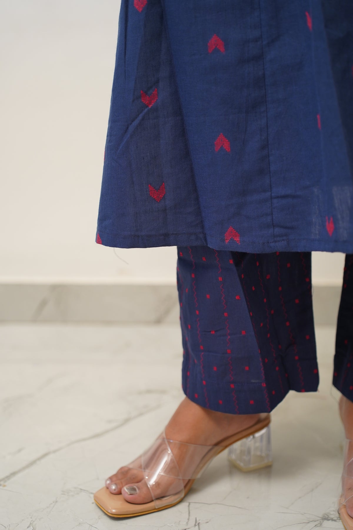 Navy Chevron Kurta Set