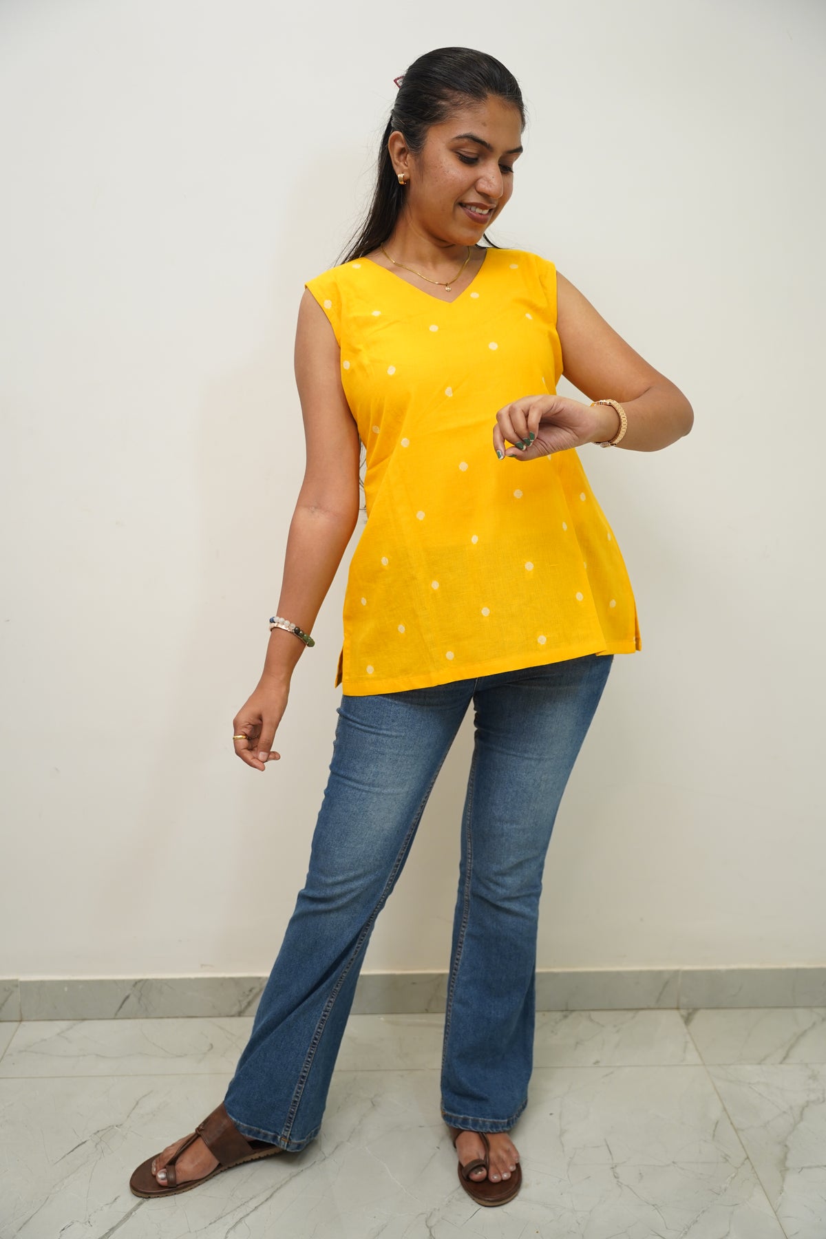 Sunshine Polka Short Kurti
