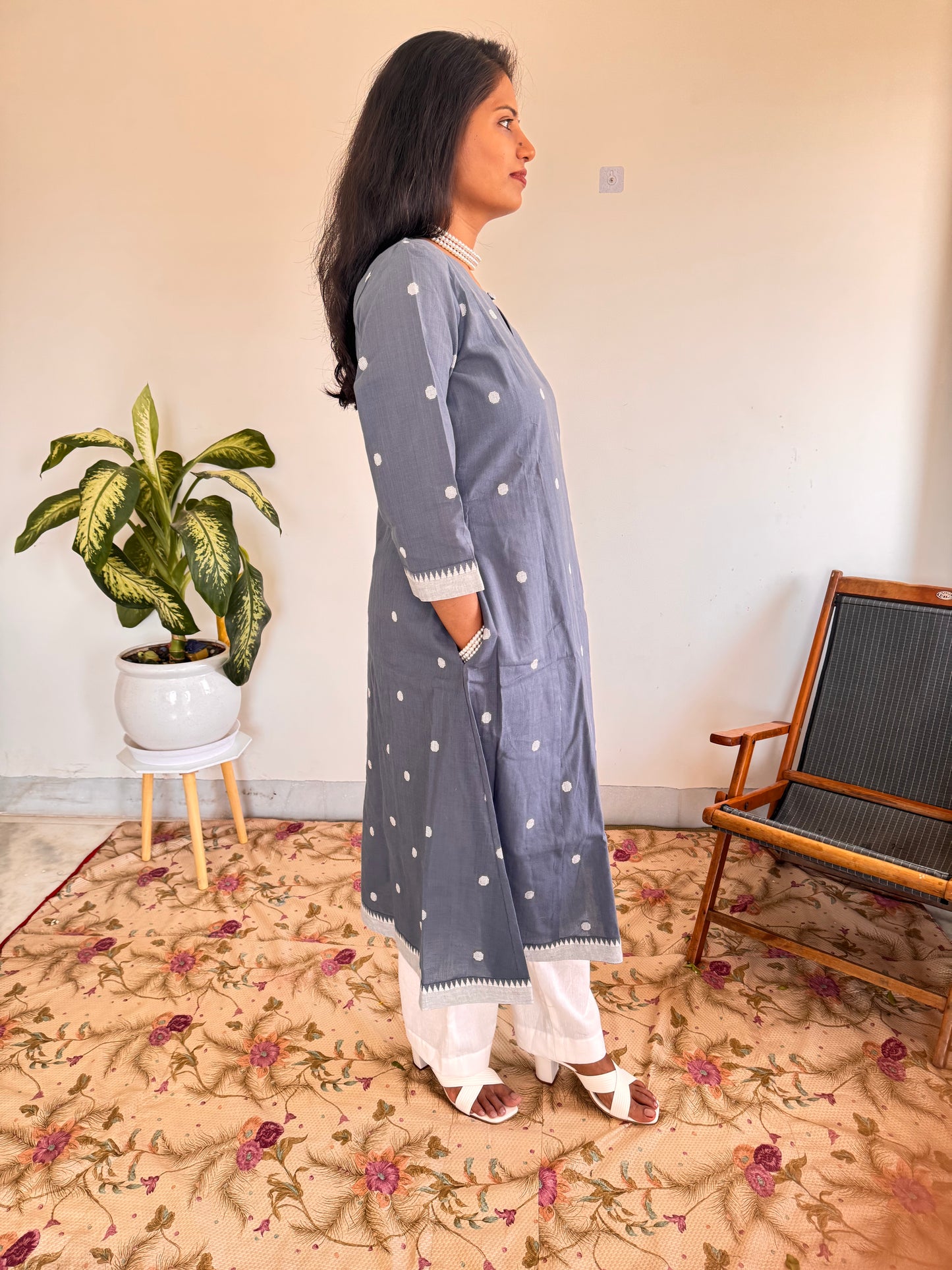 Slate Polka Kurta Set
