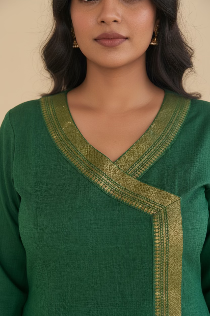 Emerald Green Border Kurta