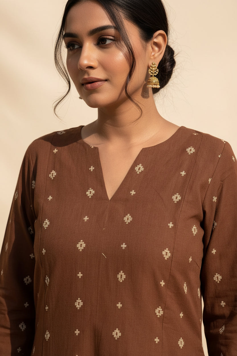 Rust Cross Kurta