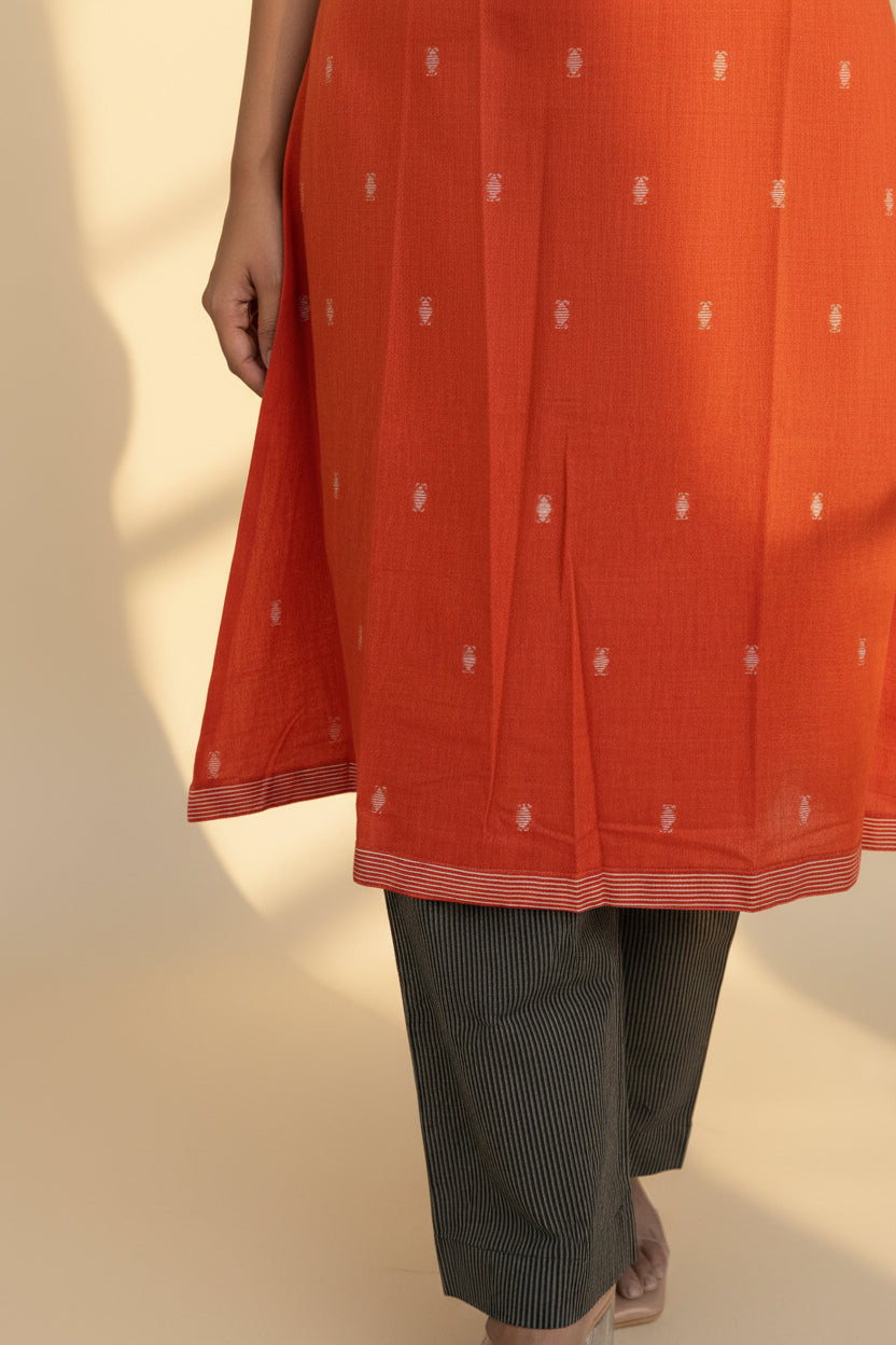 Vermillion Border Kurta Set