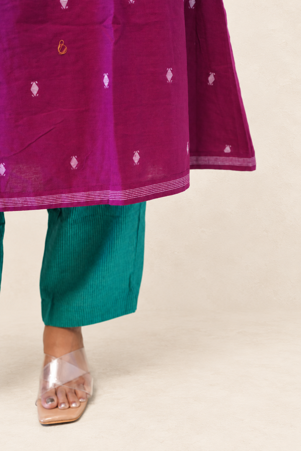 Berry Border Kurta Set