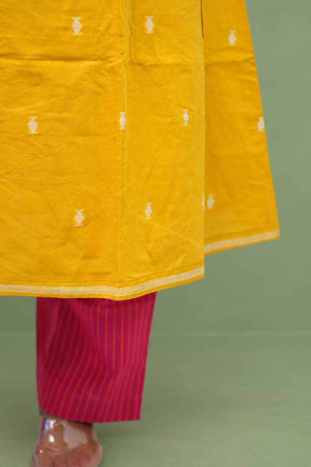 Saffron Border Kurta Set