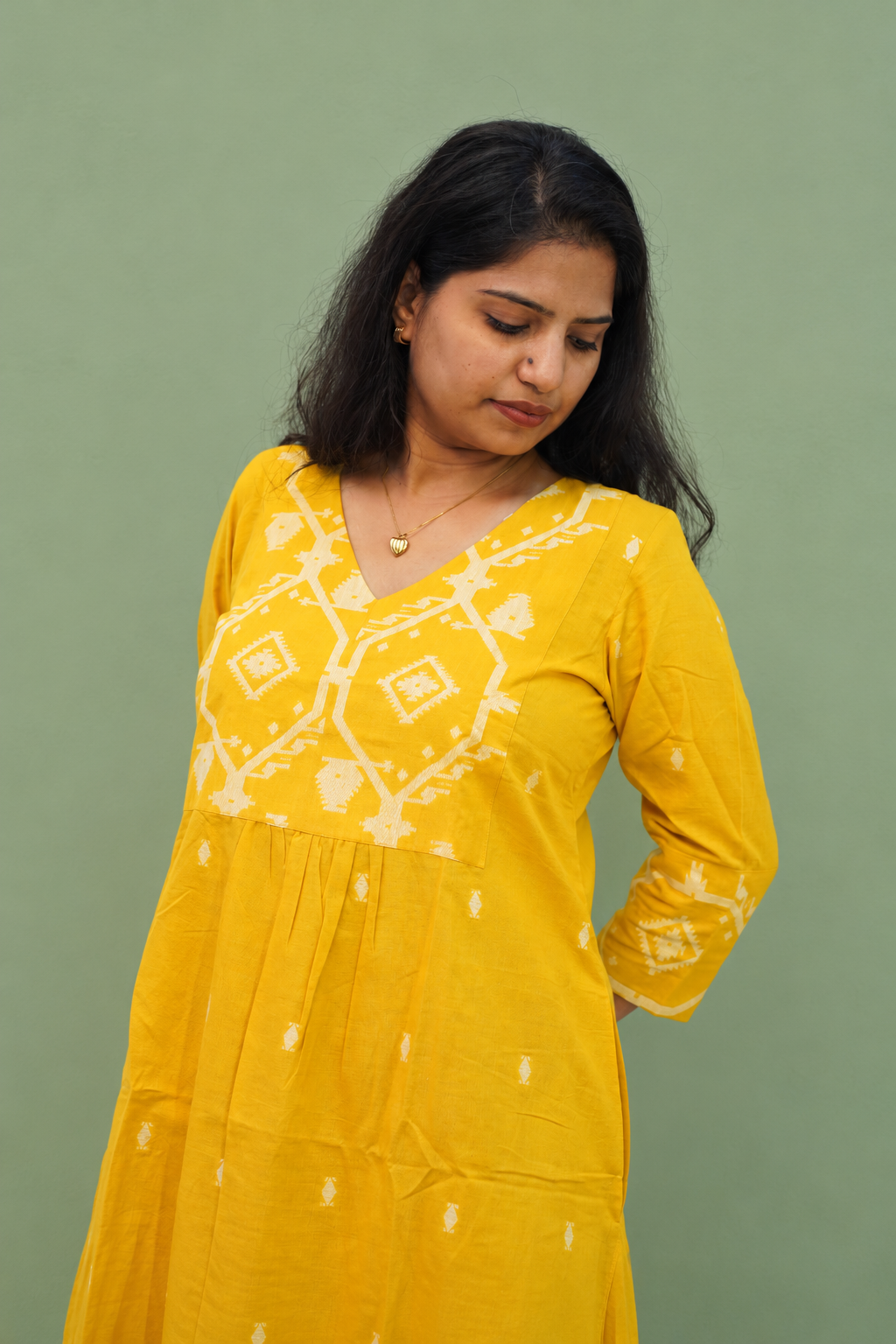 Saffron Border Kurta Set