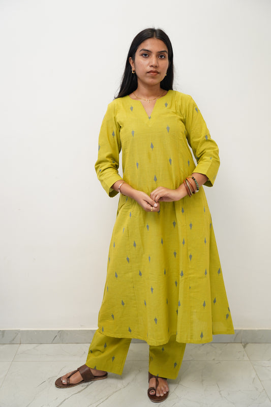 Mustard Green Motif Co-Ord Set