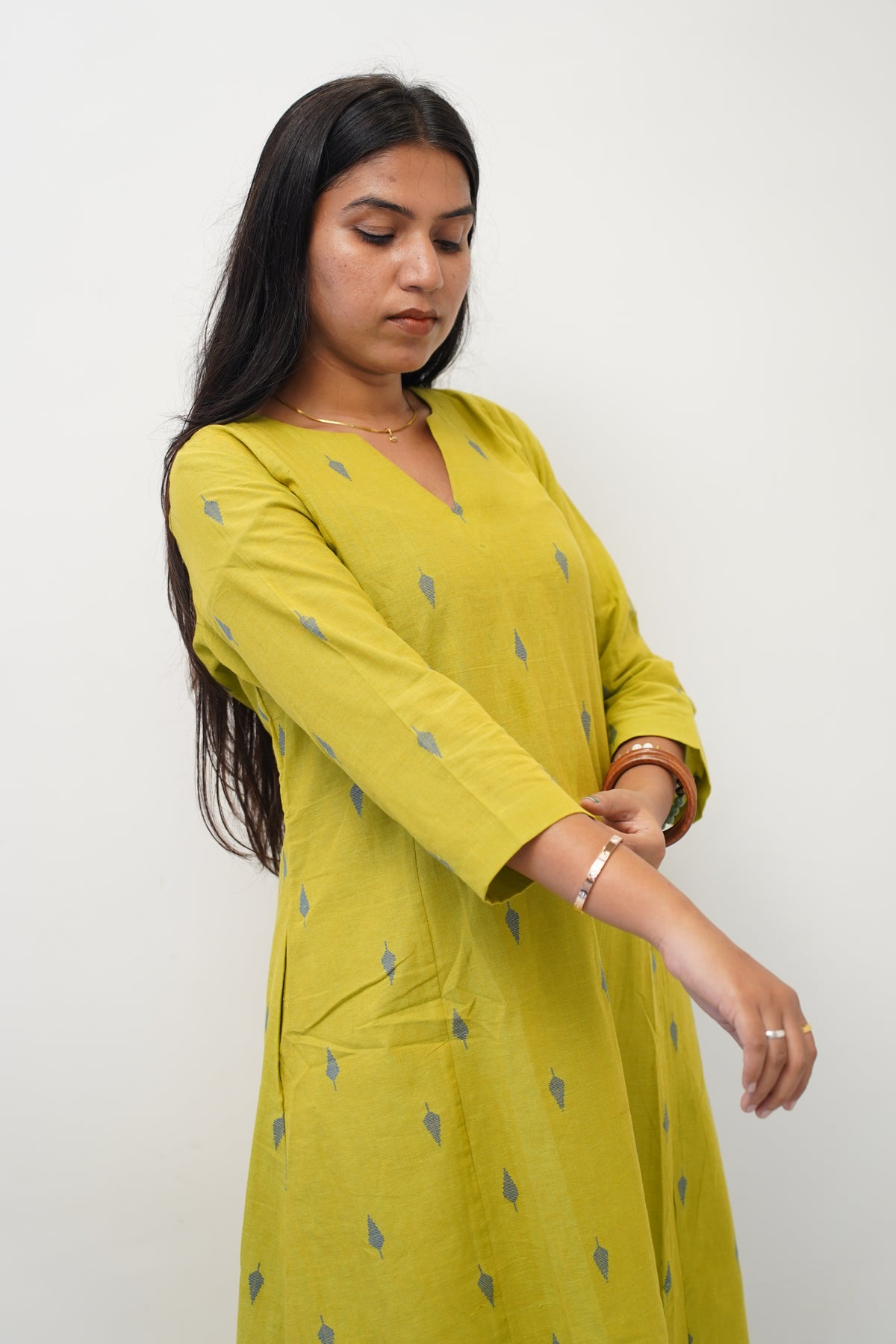Mustard Green Motif Co-Ord Set