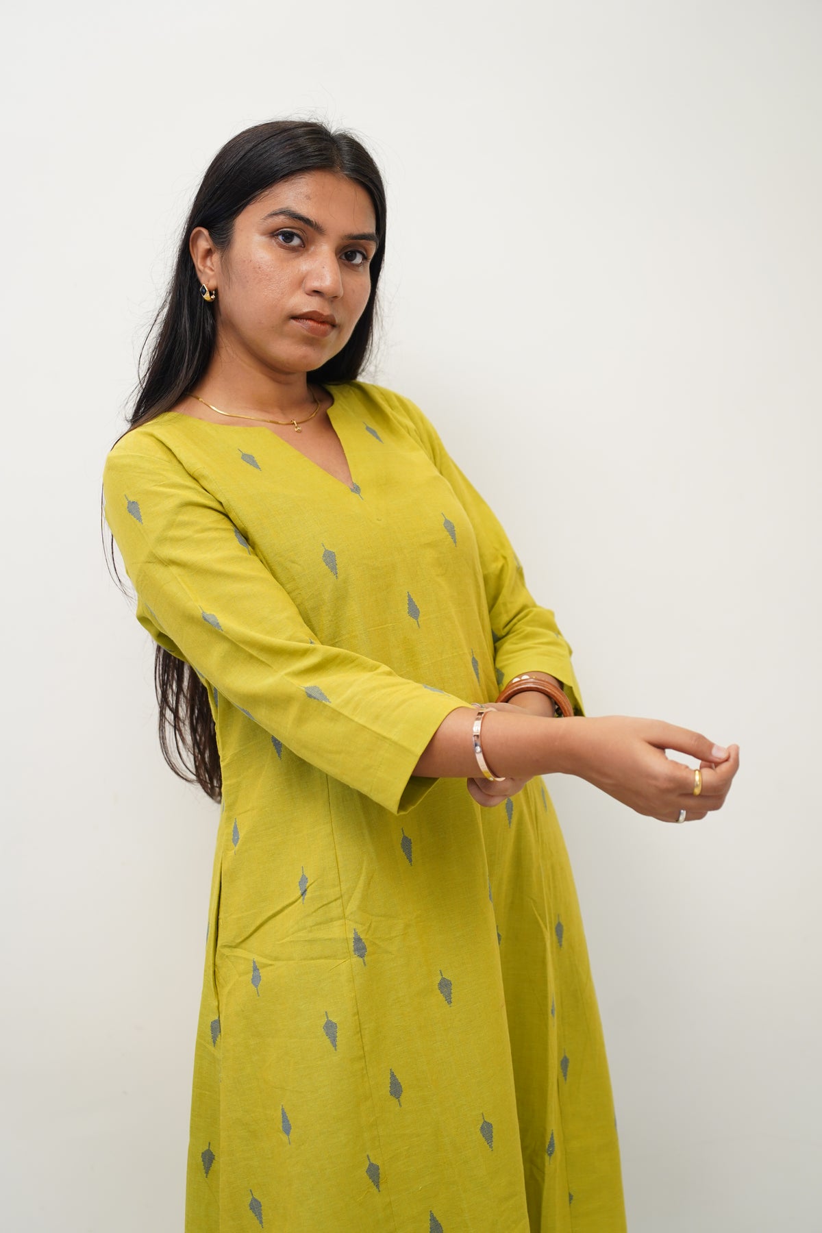 Mustard Green Motif Co-Ord Set