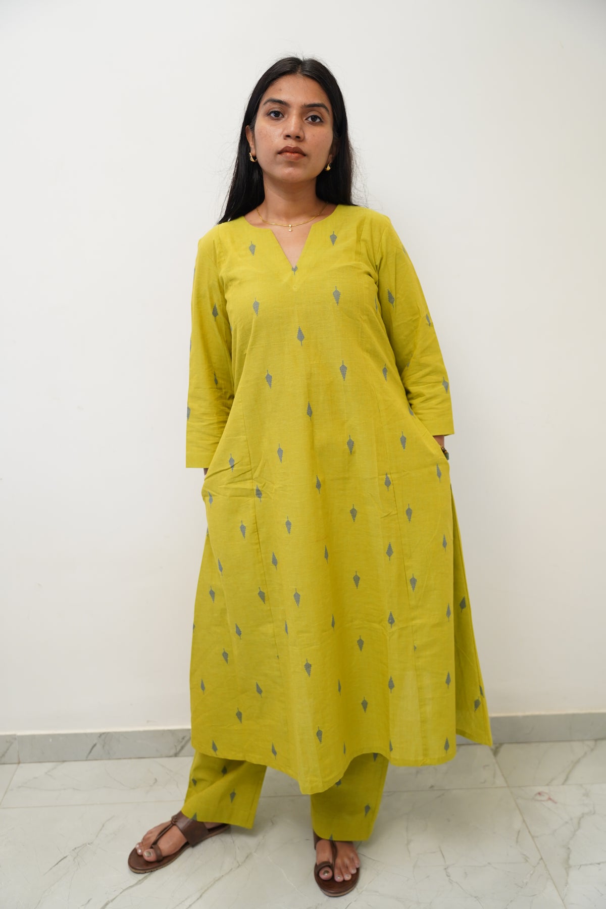 Mustard Green Motif Co-Ord Set