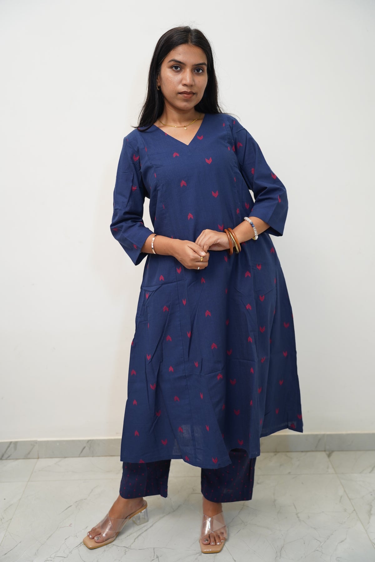 Navy Chevron Kurta Set