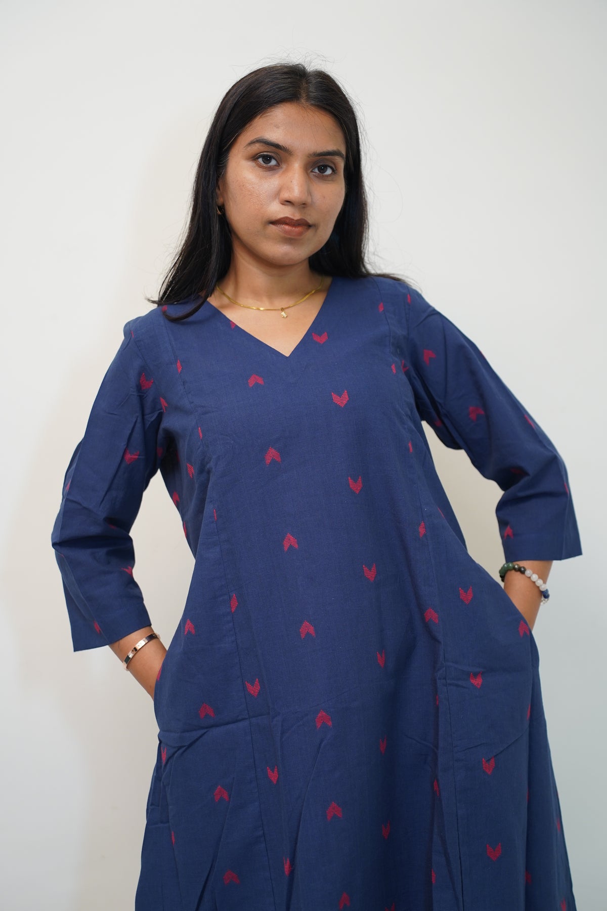 Navy Chevron Kurta Set