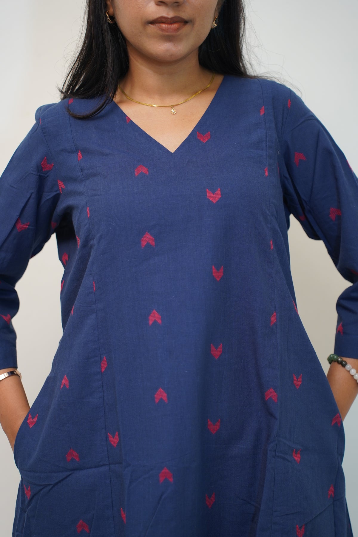 Navy Chevron Kurta Set