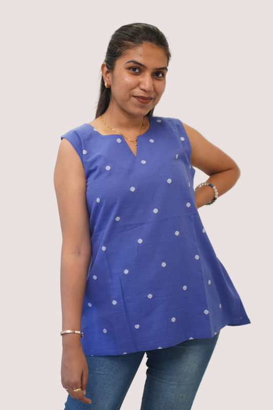 Blue Polka Short Kurti