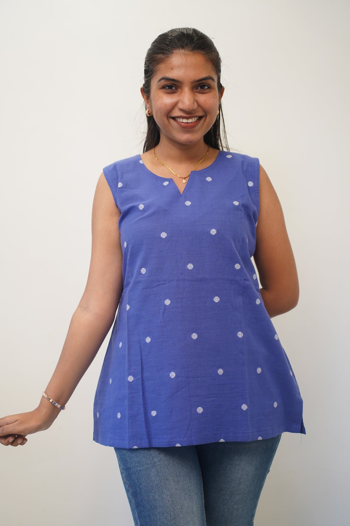 Blue Polka Short Kurti