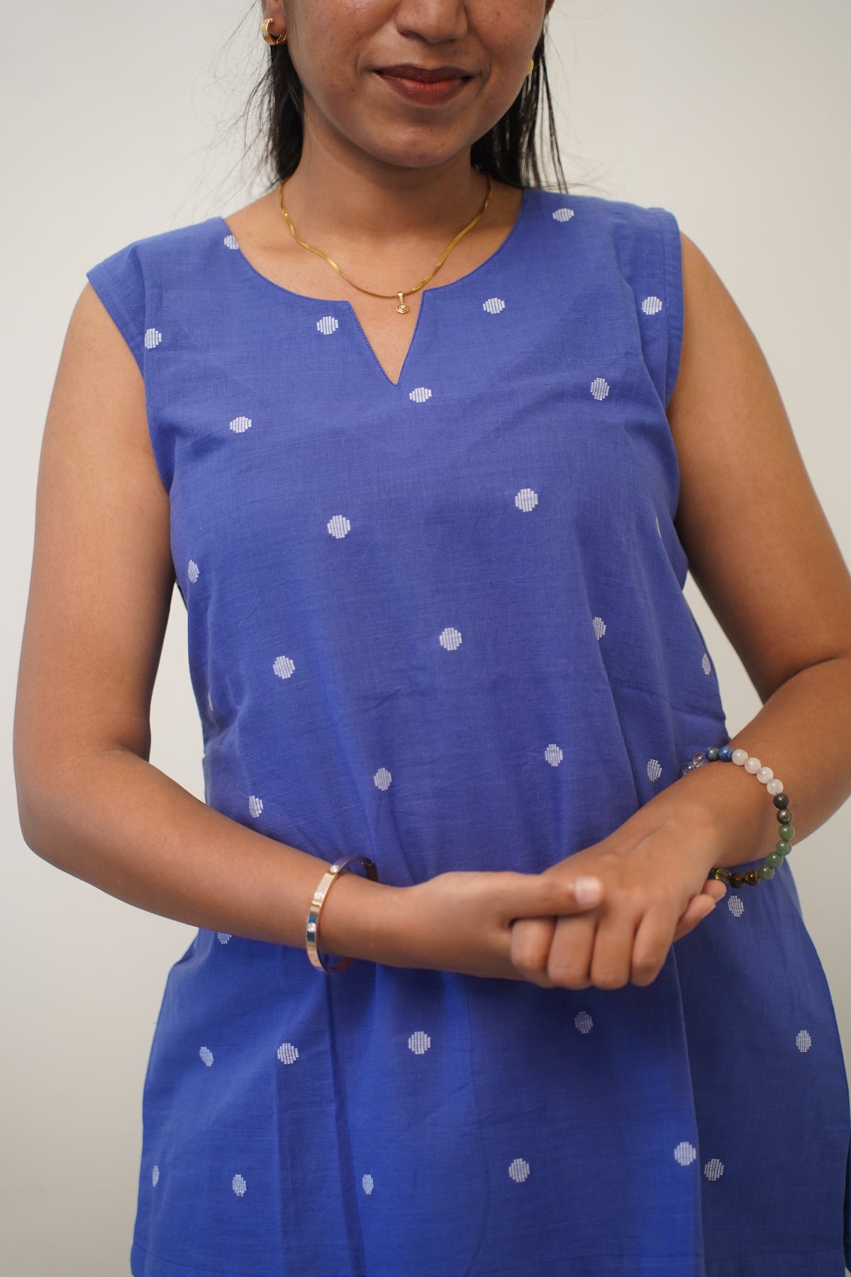 Blue Polka Short Kurti