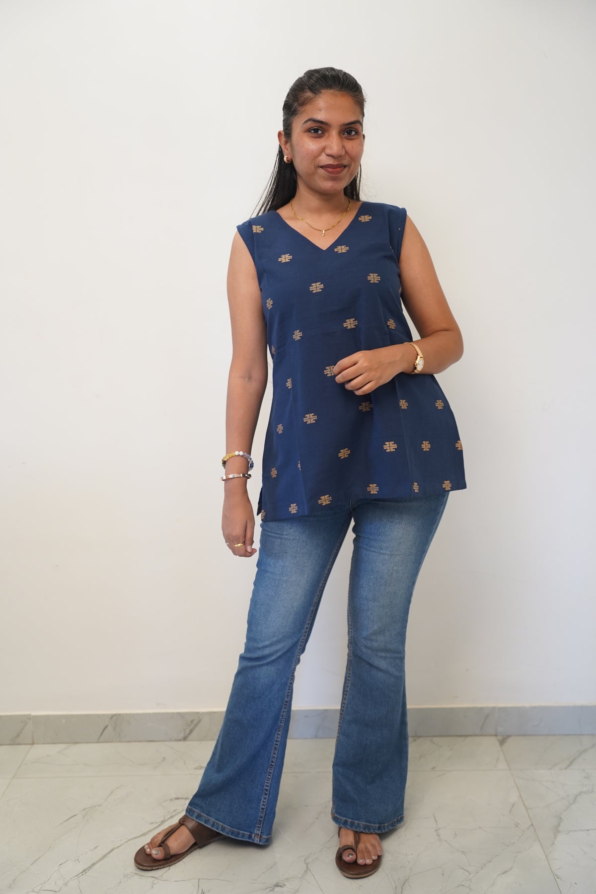 Indigo Cross Short Kurti
