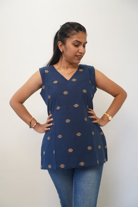 Indigo Cross Short Kurti