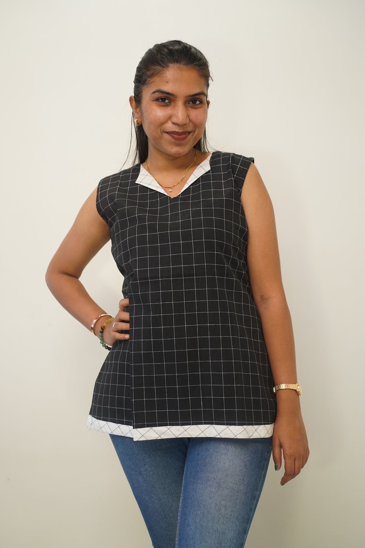 Black Checks Short Kurti