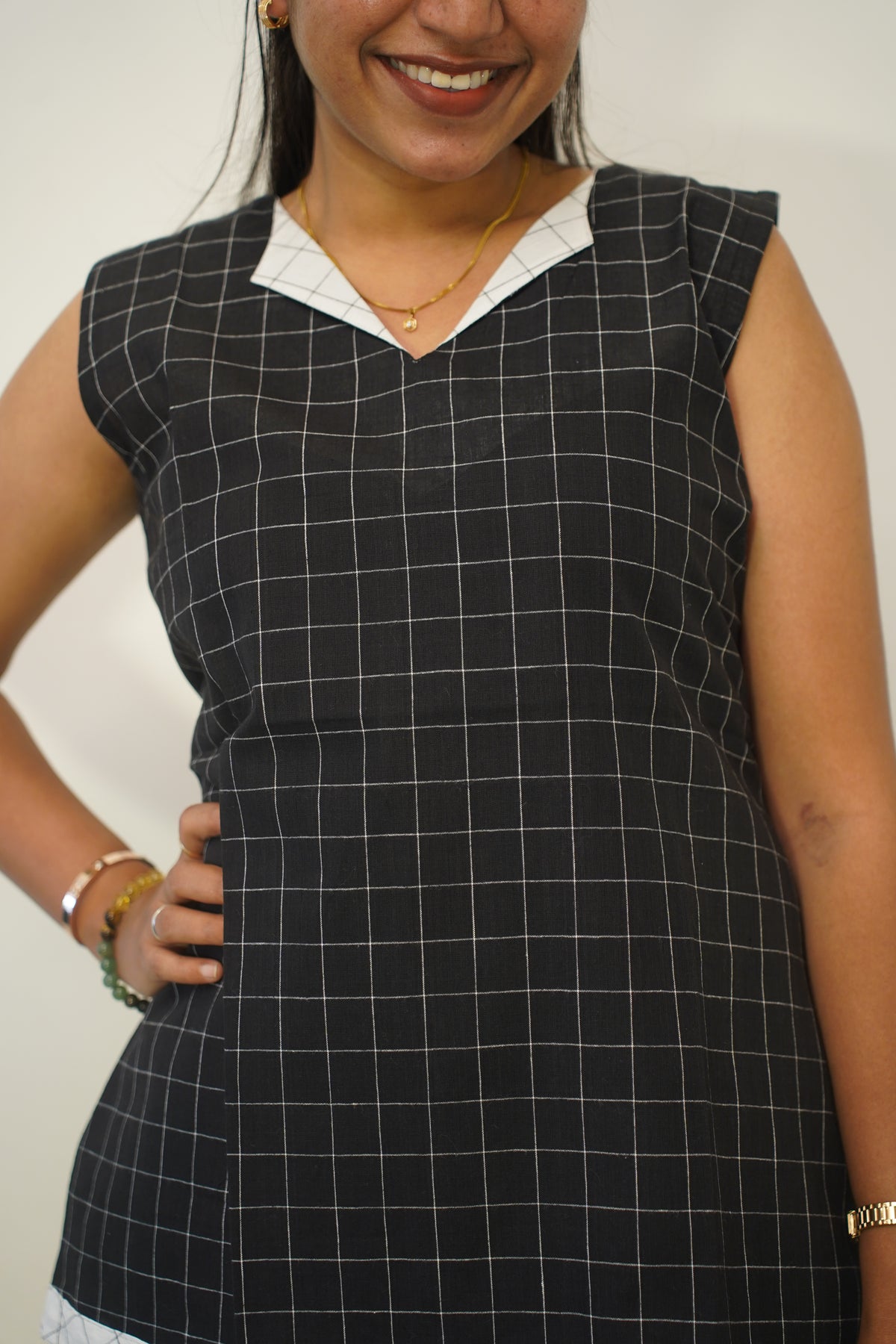 Black Checks Short Kurti
