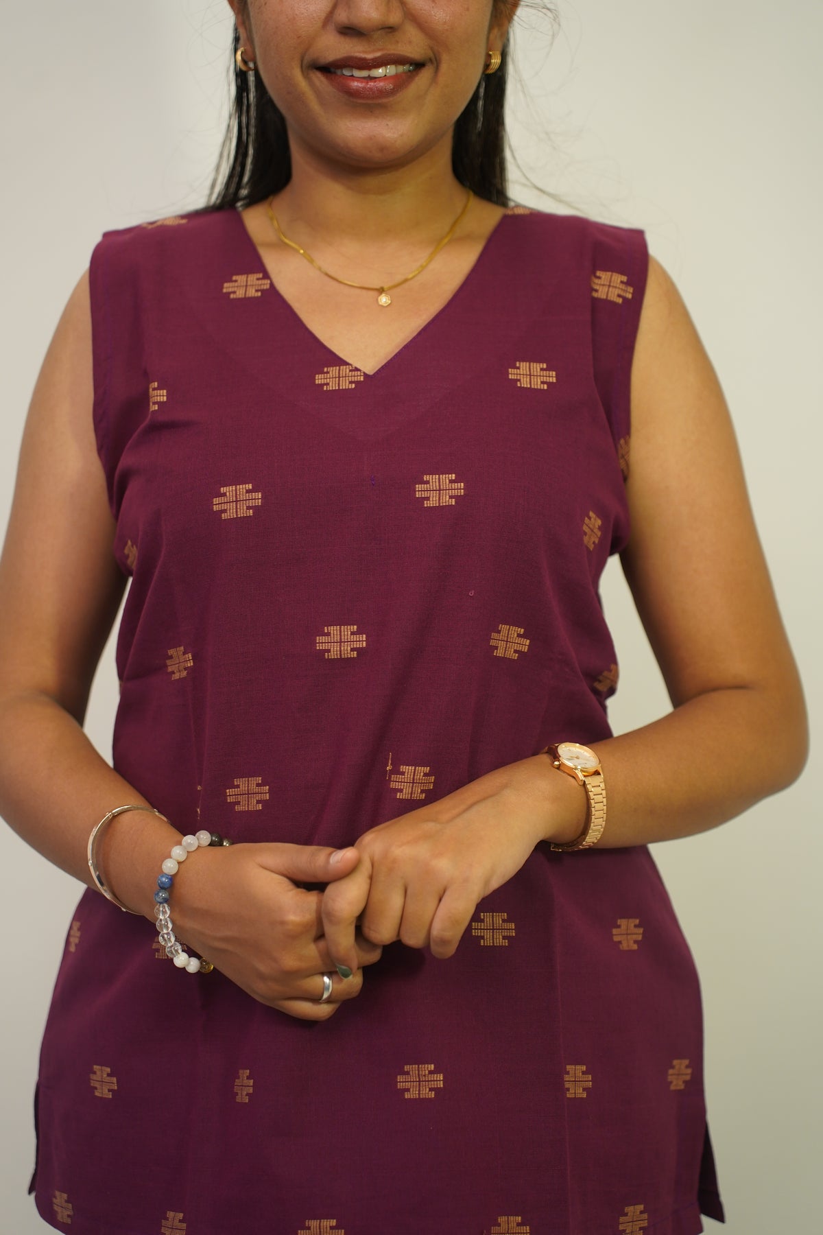 Wine Cross Short Kurti