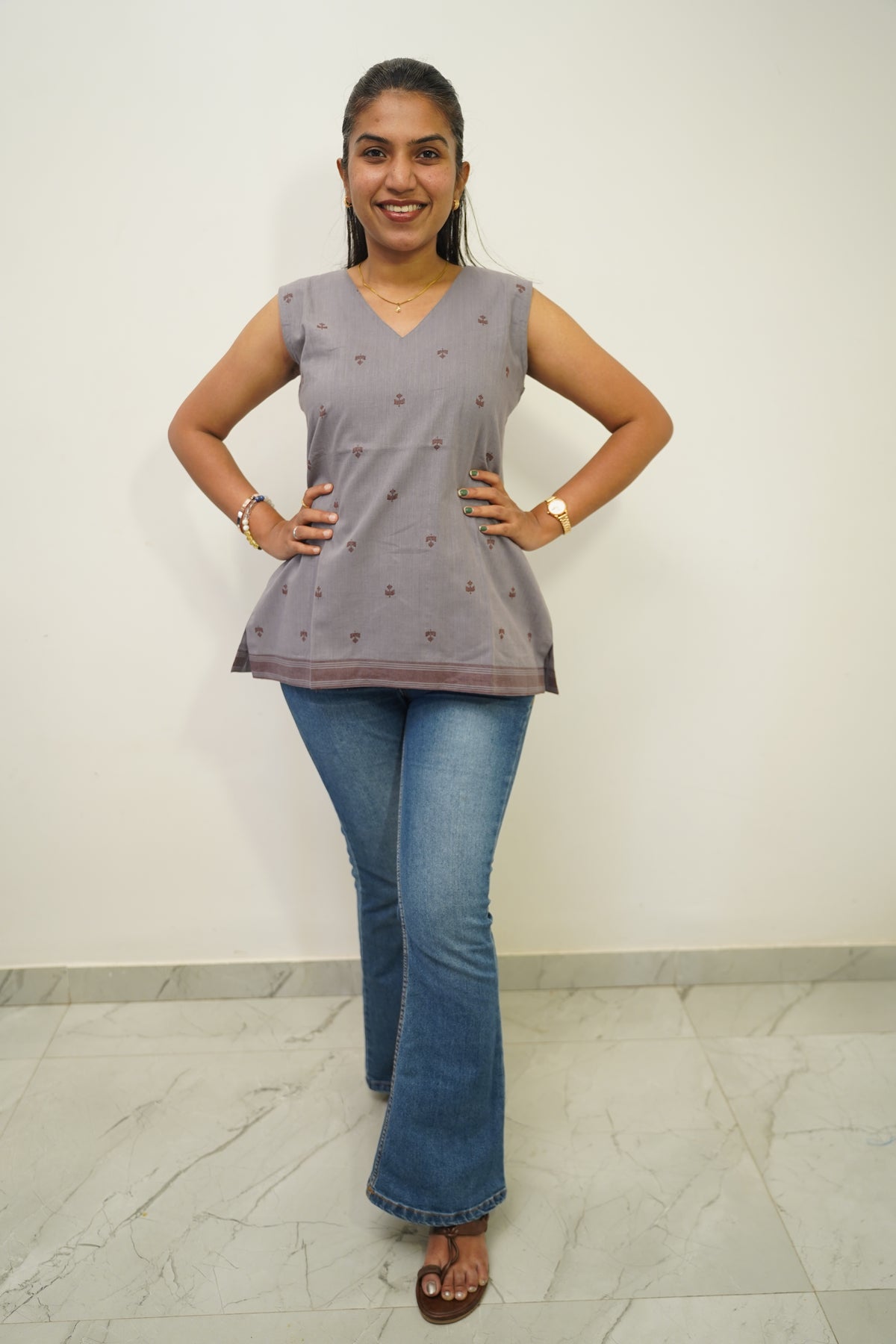 Ash Grey Short Kurti