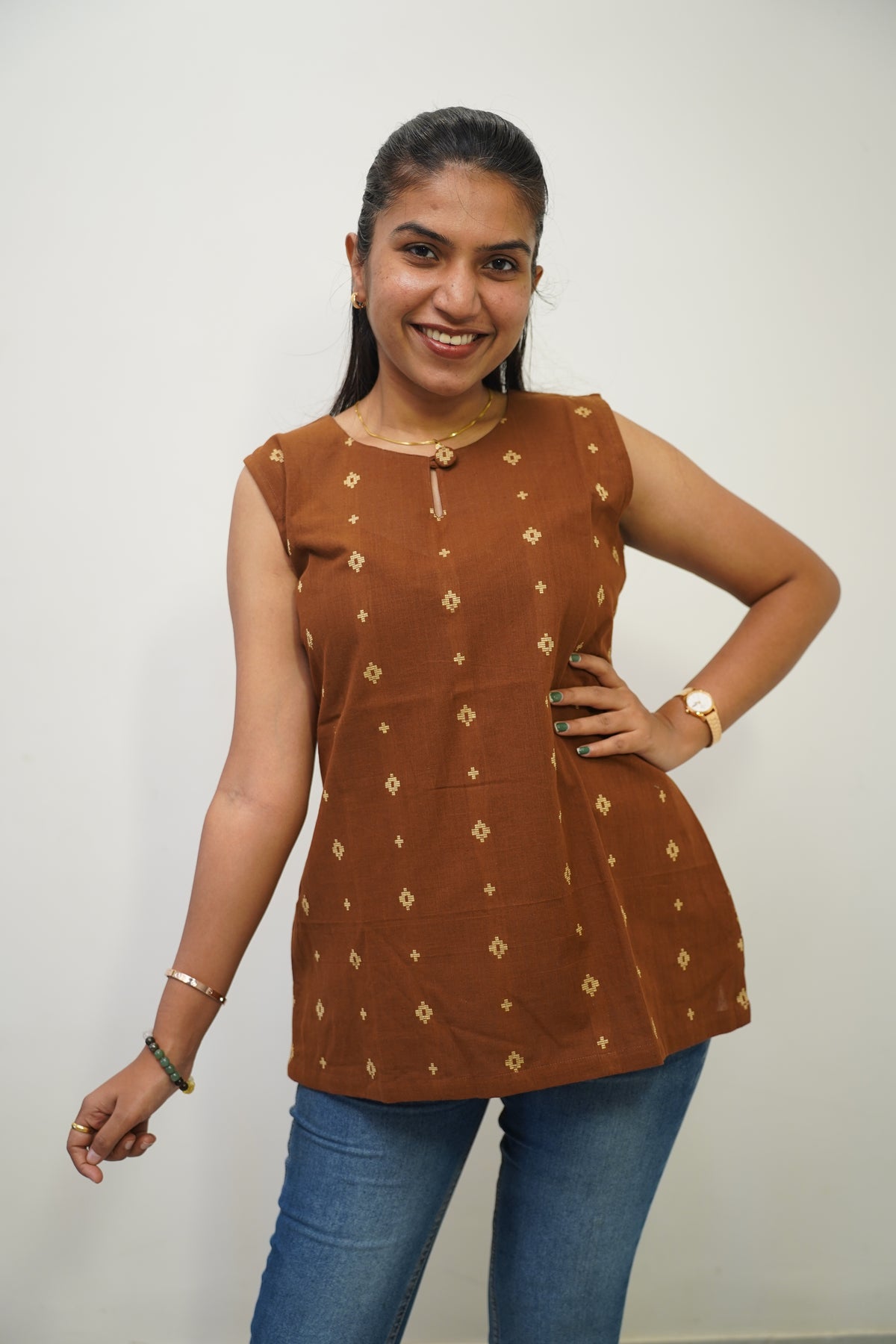 Rust Cross Short Kurti