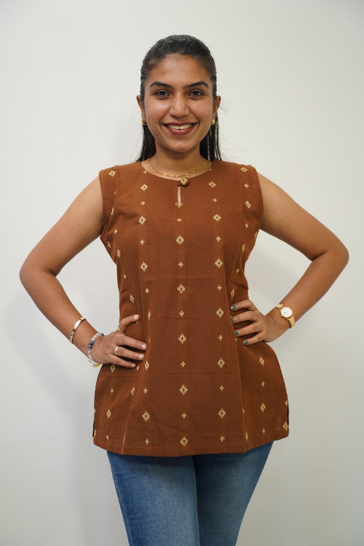 Rust Cross Short Kurti