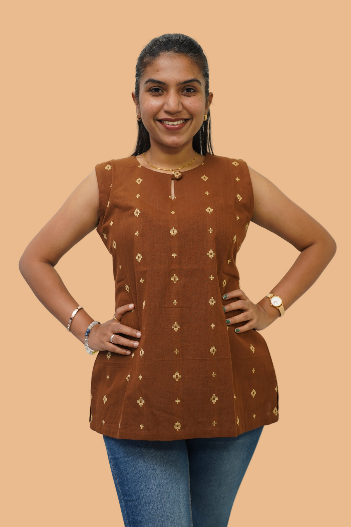 Rust Cross Short Kurti