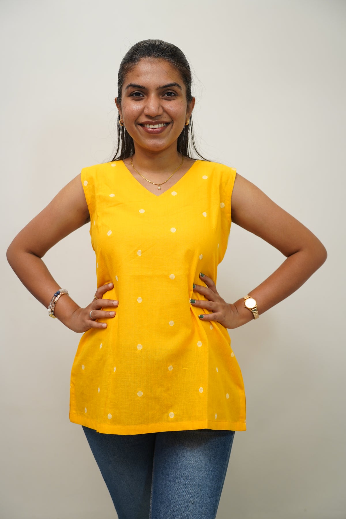 Sunshine Polka Short Kurti