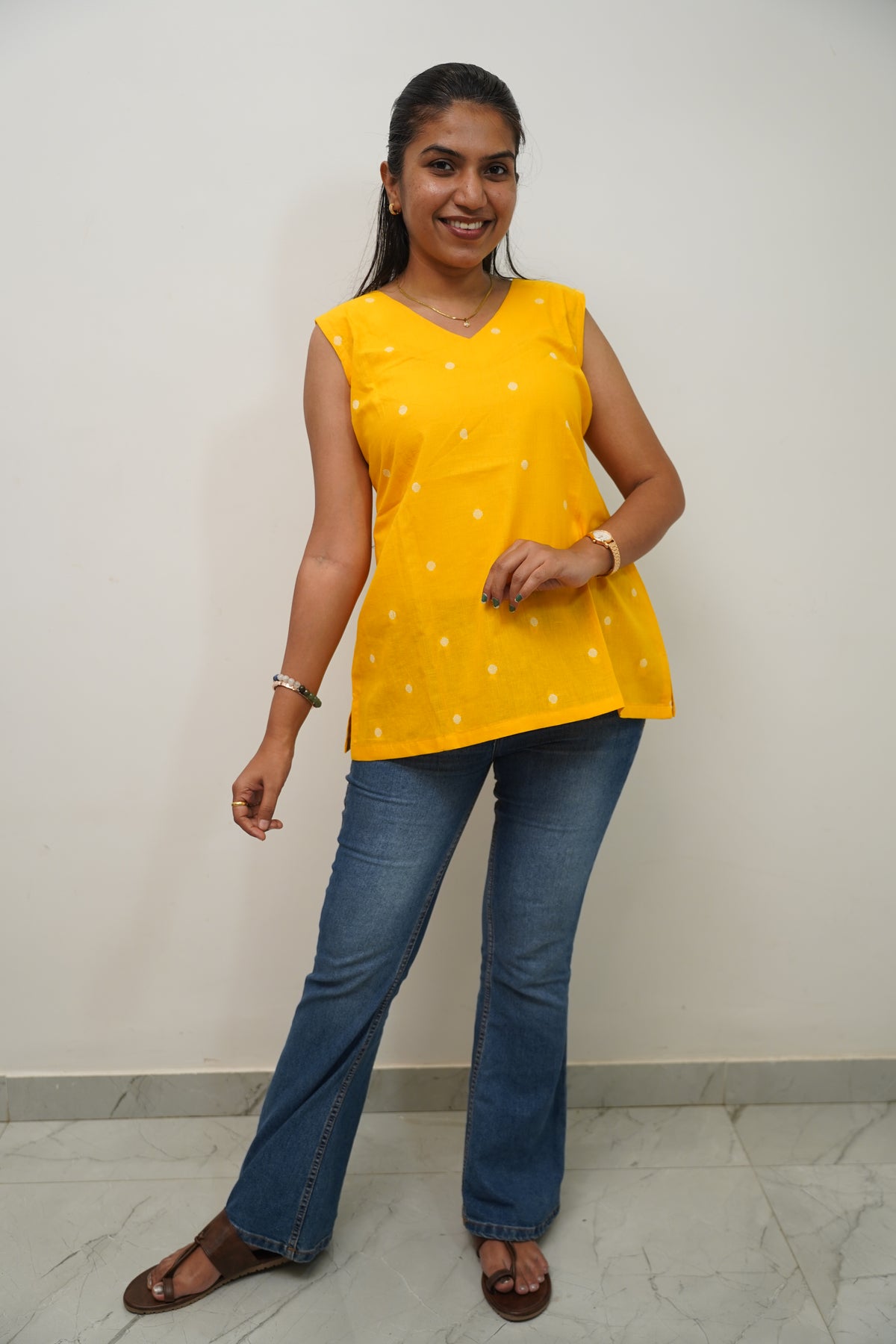 Sunshine Polka Short Kurti