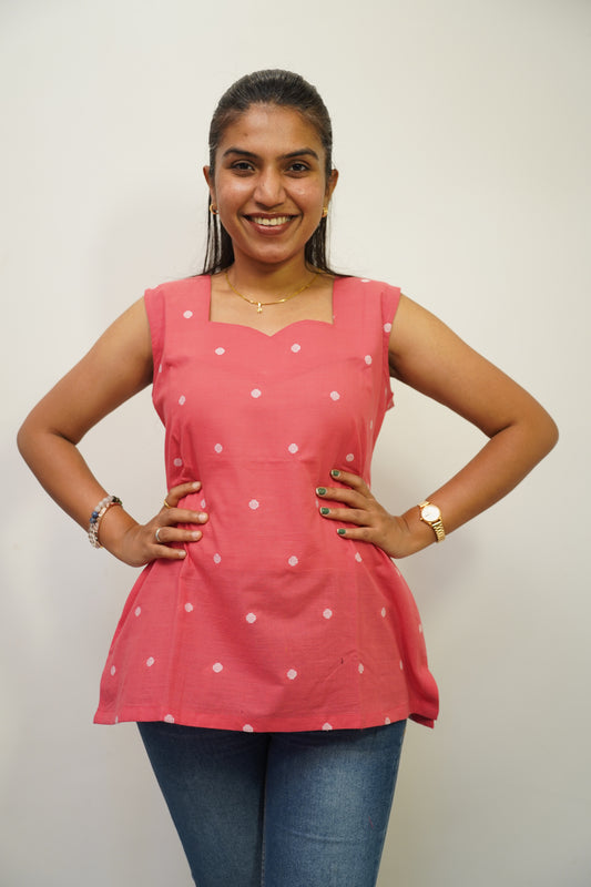 Pink Polka Short Kurti
