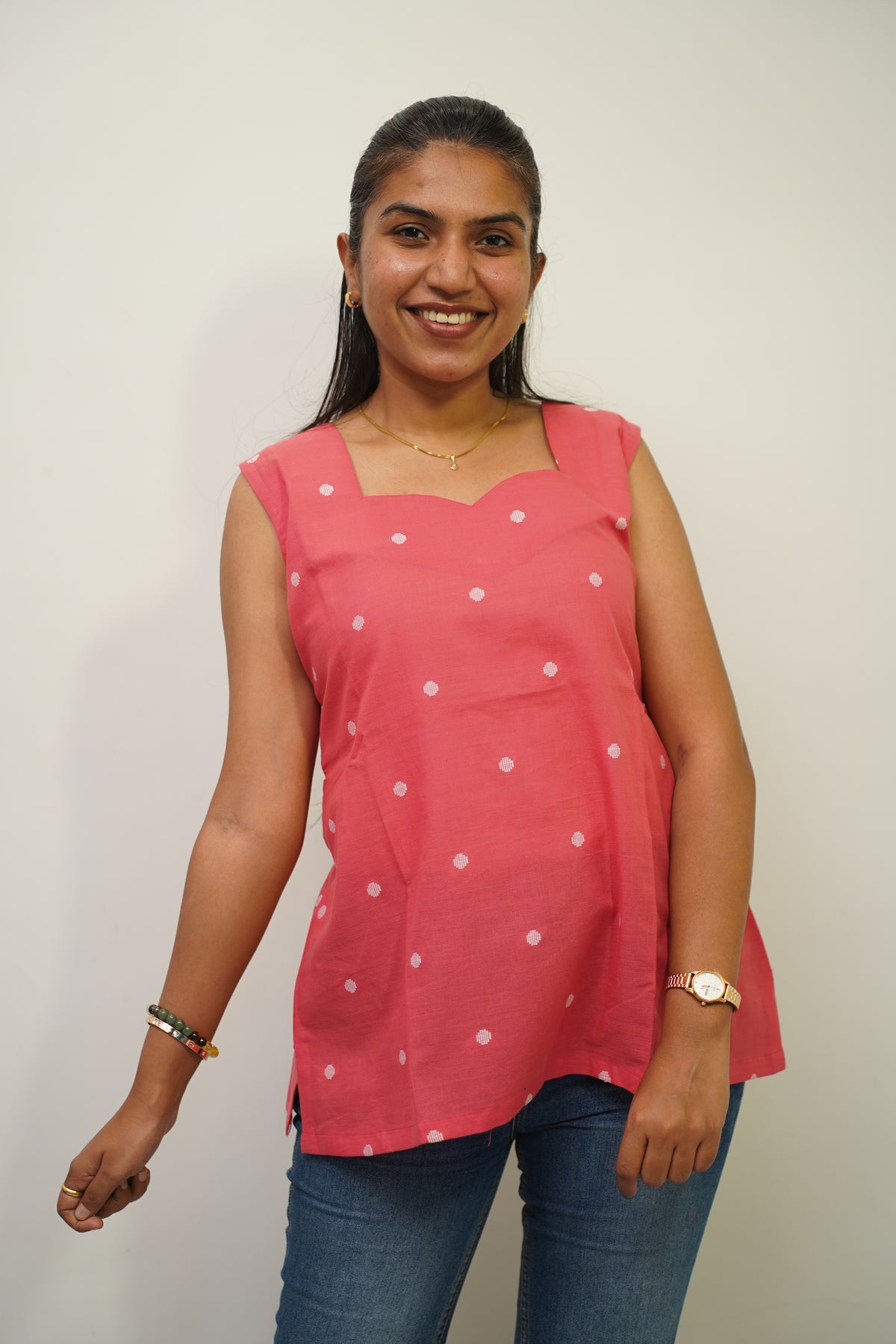 Pink Polka Short Kurti
