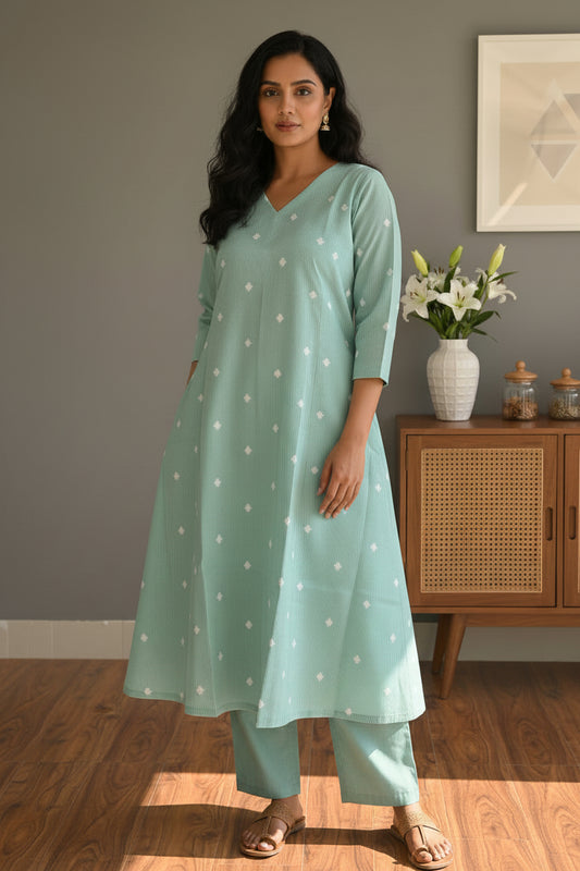 Mint Aqua Diamond Co-Ord Set