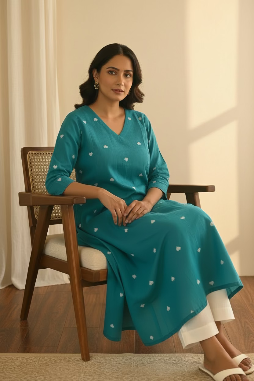 Turquoise Bloom Kurta