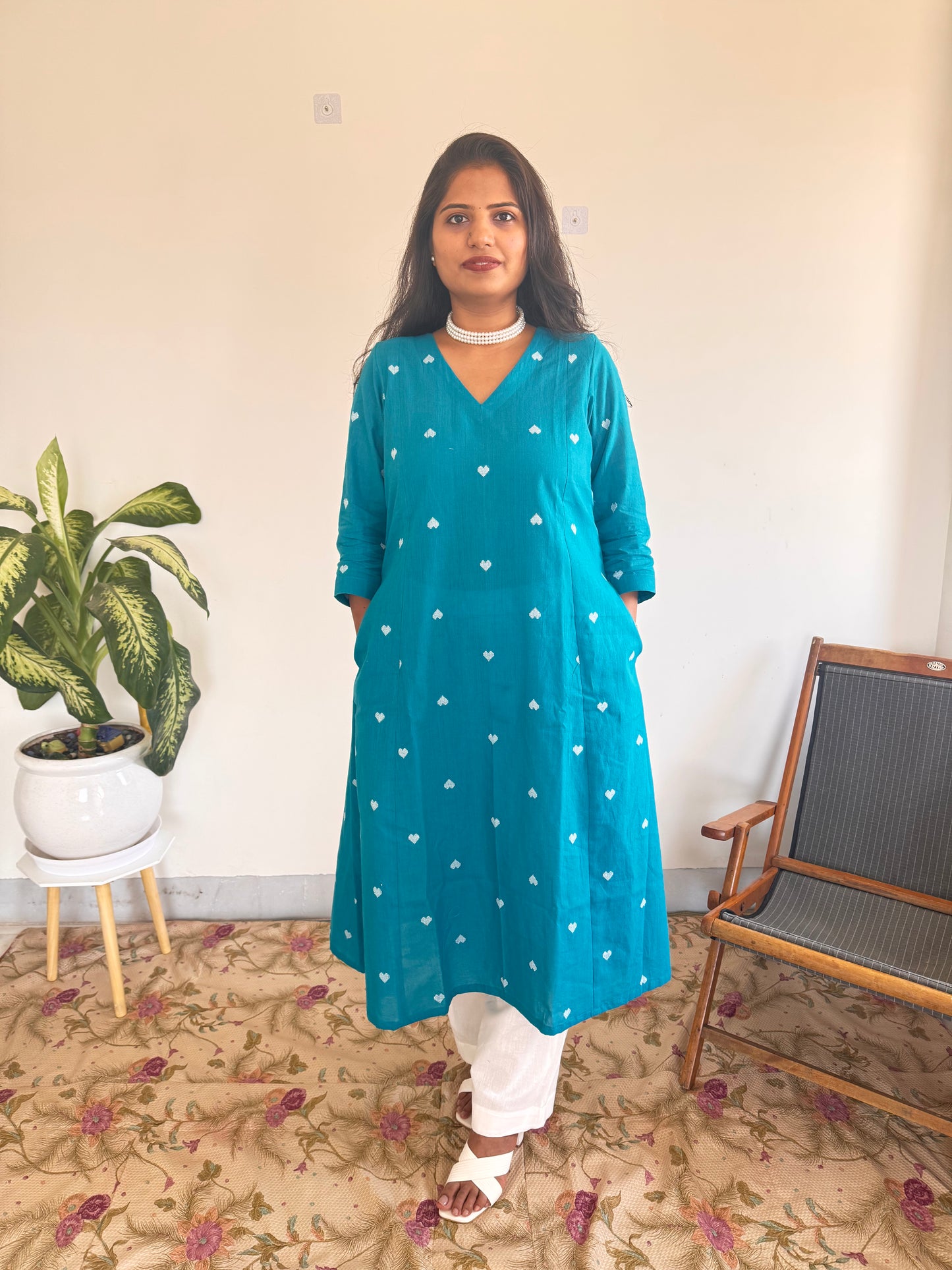 Turquoise Bloom Kurta Set