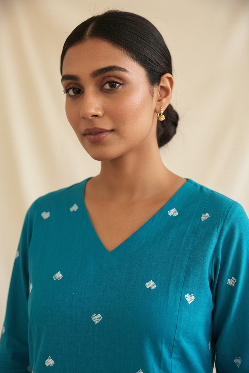 Turquoise Bloom Kurta Set