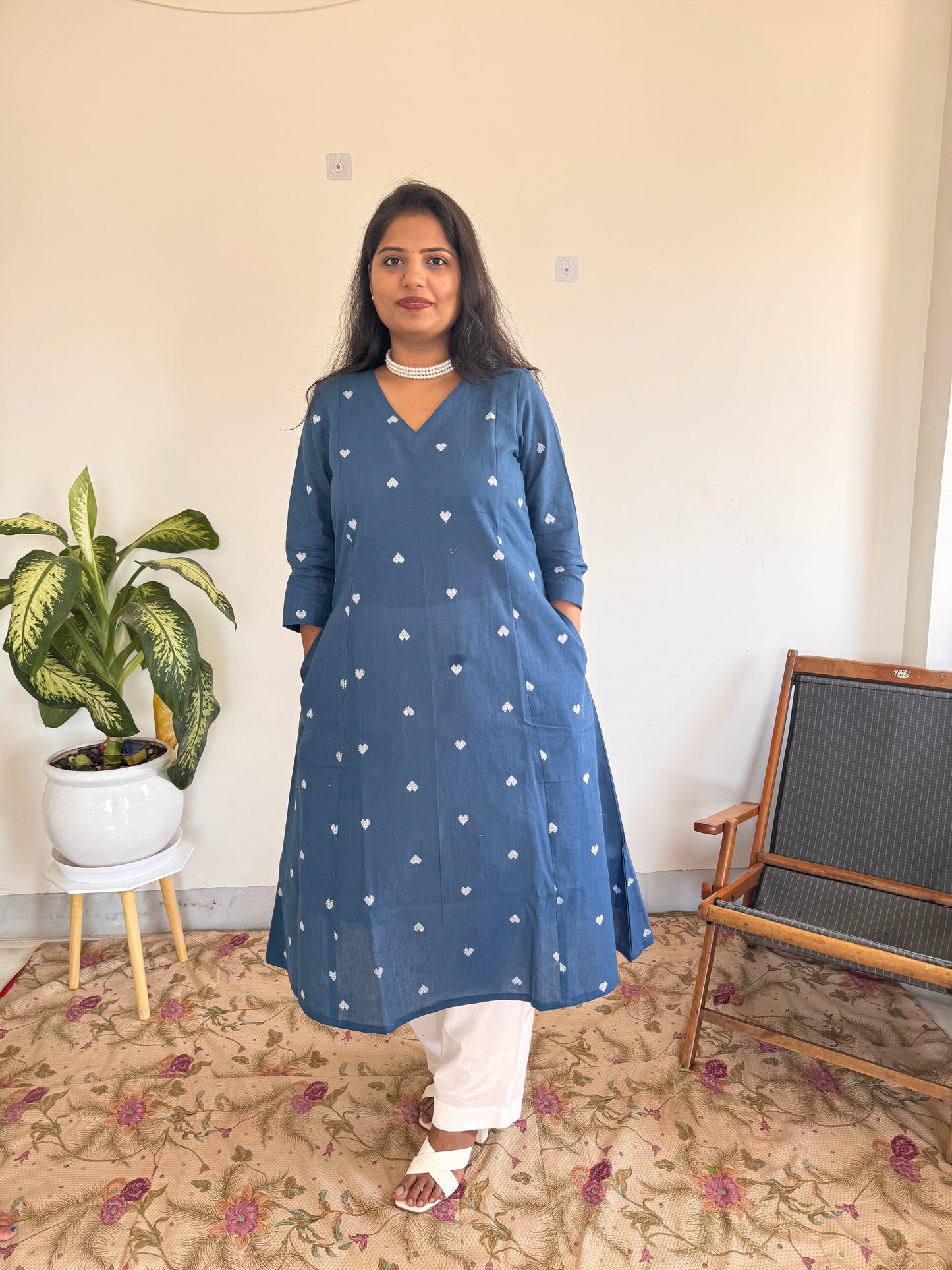 Steel Blue Bloom Kurta