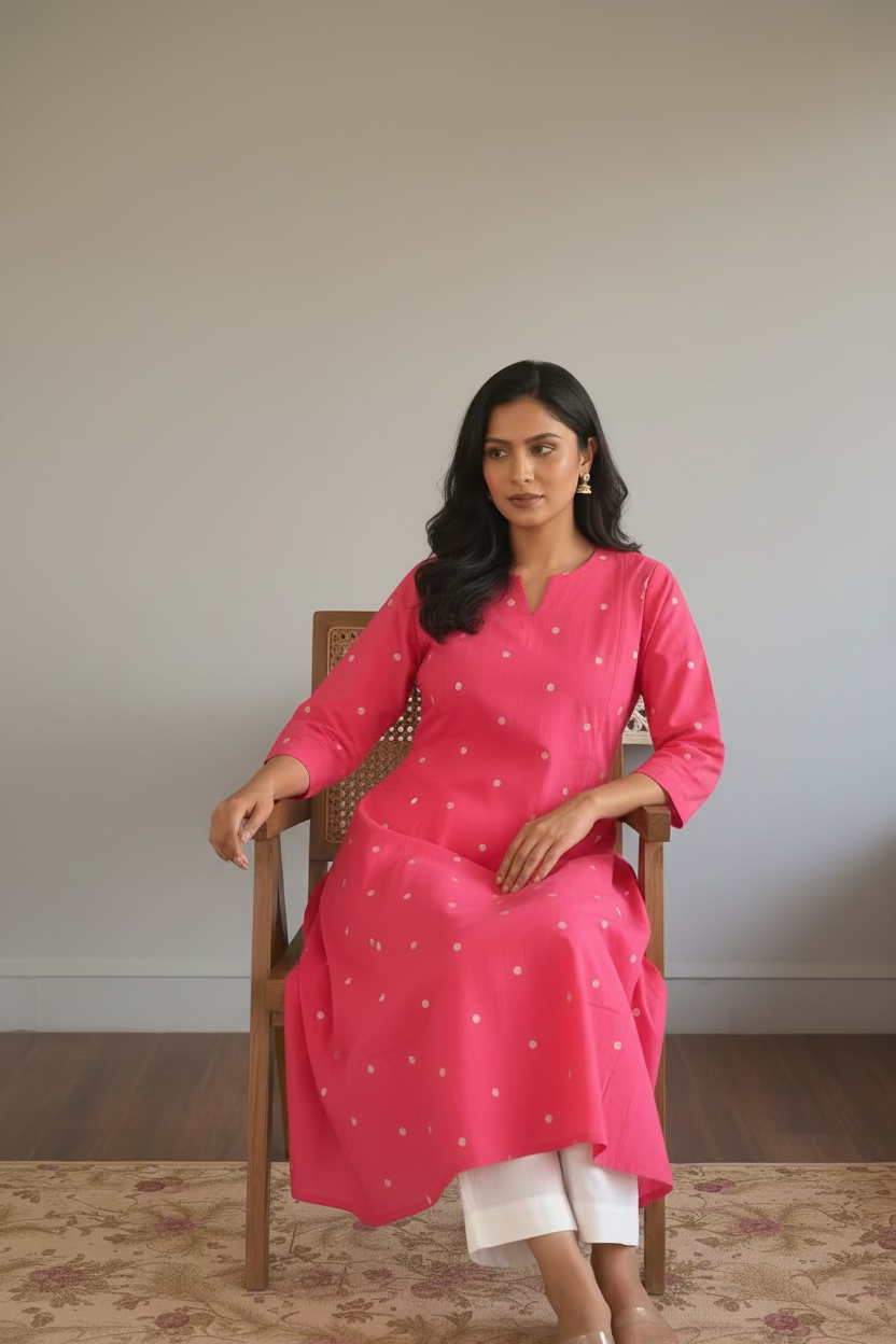 Pink Polka Kurta