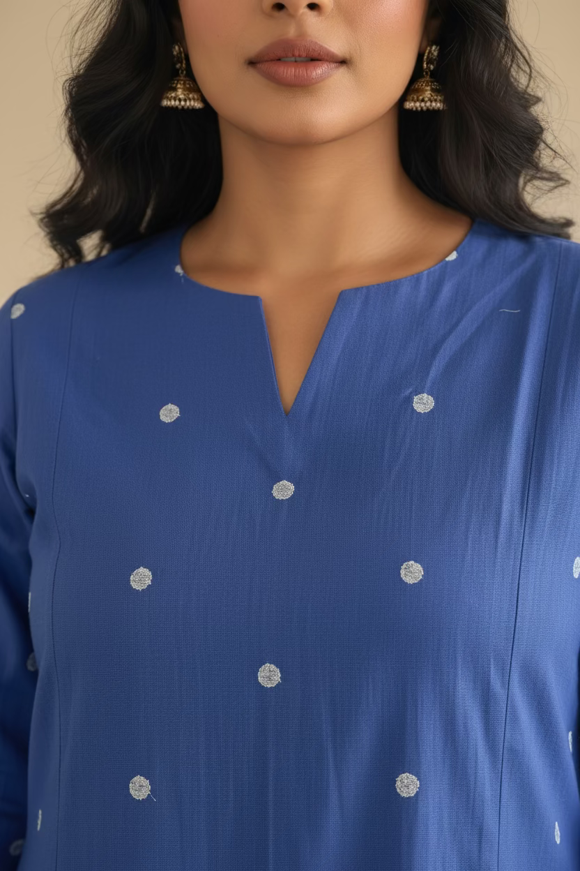 Royal Blue Polka Kurta
