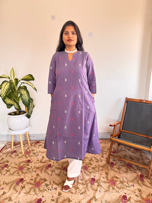 Lavender Floral Buti Kurta Set