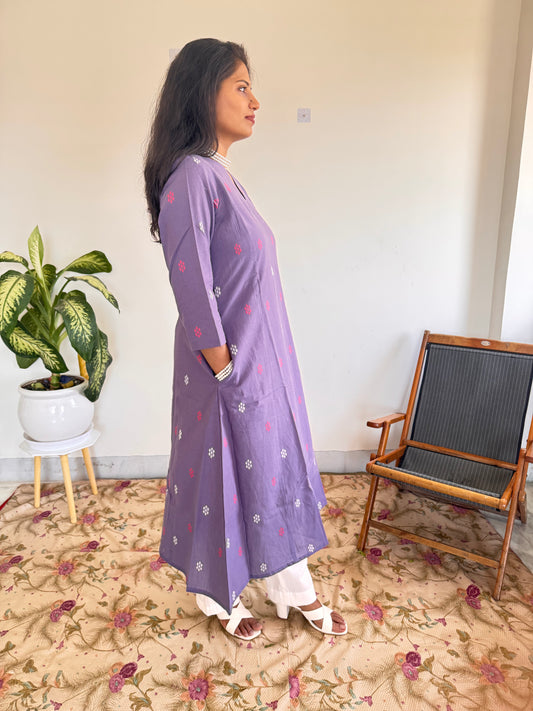 Lavender Floral Buti Kurta Set