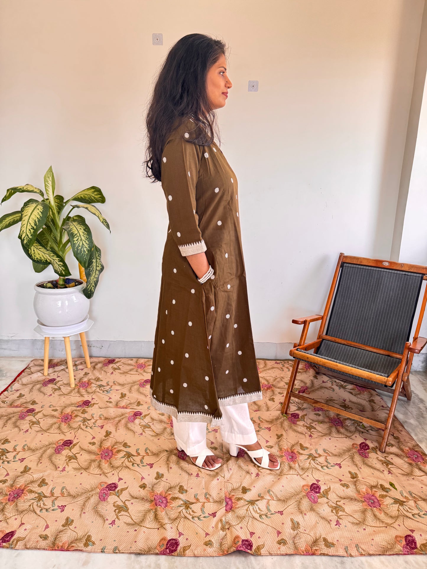 Mocha Polka Kurta Set