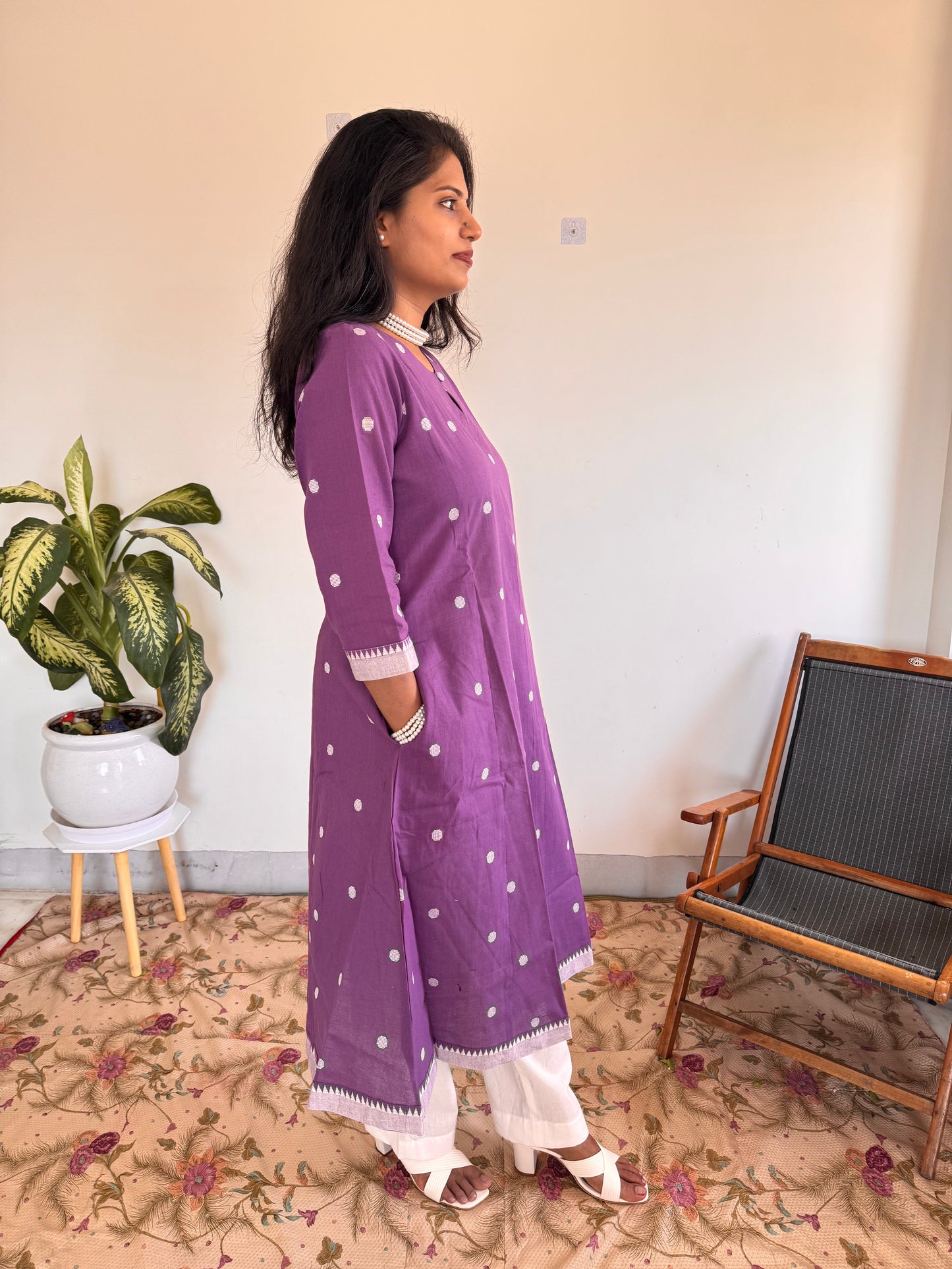 Plum Polka Kurta Set
