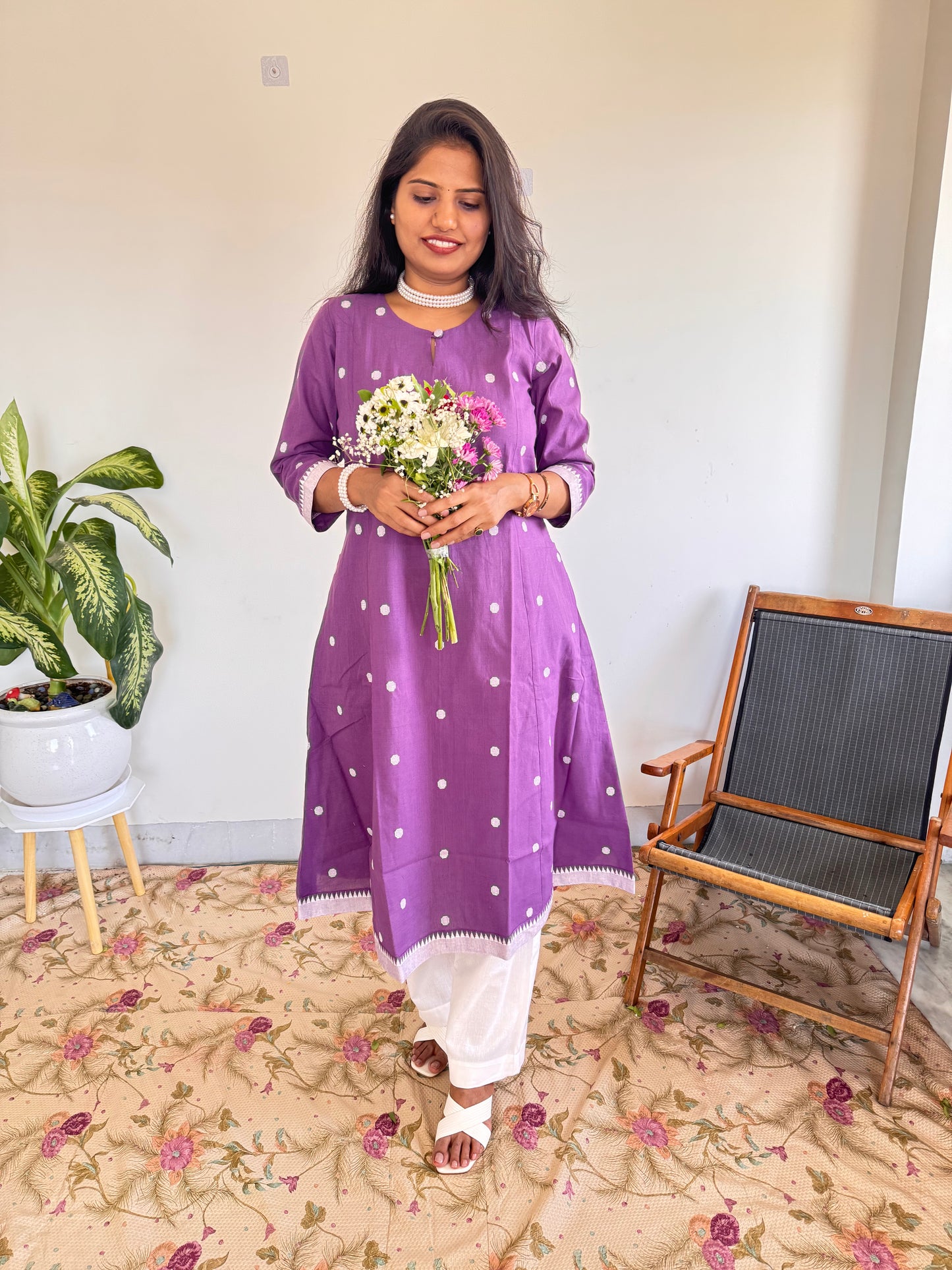 Plum Polka Kurta Set