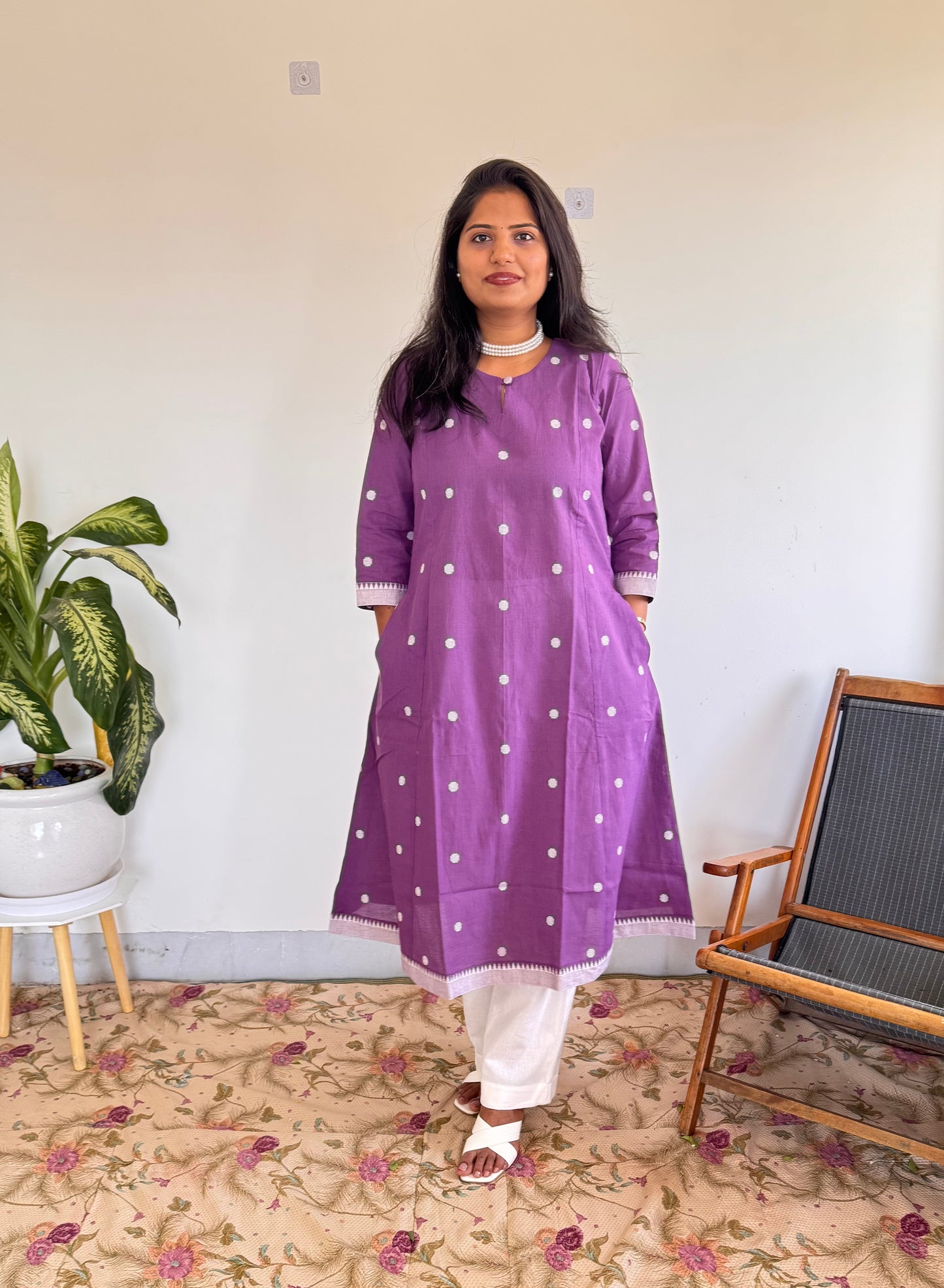 Plum Polka Kurta Set