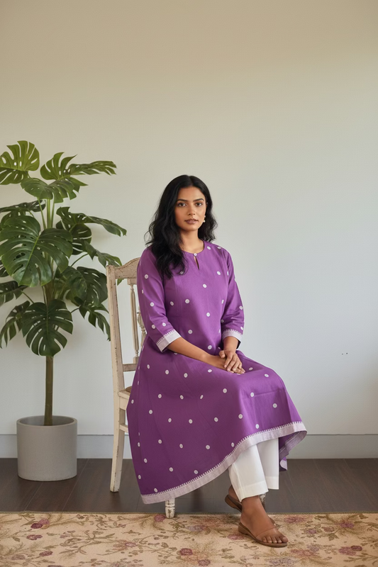 Plum Polka Kurta
