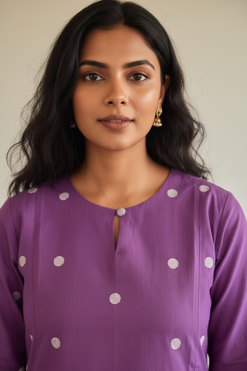 Plum Polka Kurta Set