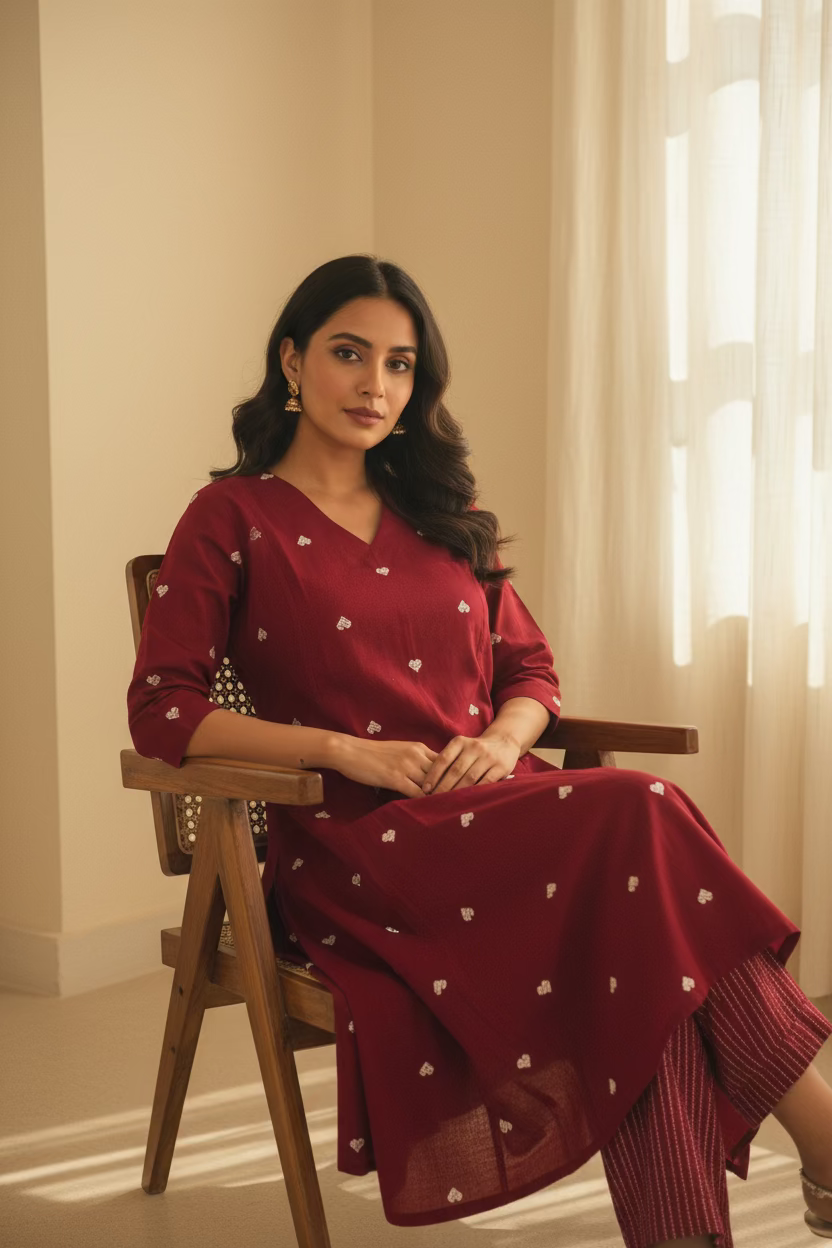 Maroon Bloom Co-Ord Set