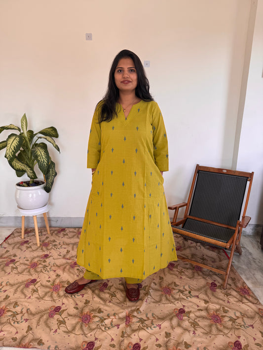 Mustard Green Motif Co-Ord Set